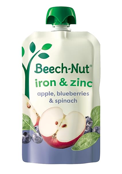 beech nut baby & toddler food pouches with iron & zinc, apple blueberry & spinach puree, 3.5 oz (12 pack) beech nut baby & toddler food pouches with iron & zinc, apple blueberry & spinach puree, 3.5 oz (12 pack)