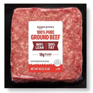 Amazon amazon grocery, ground beef, 80% lean/20% fat, 1 lb